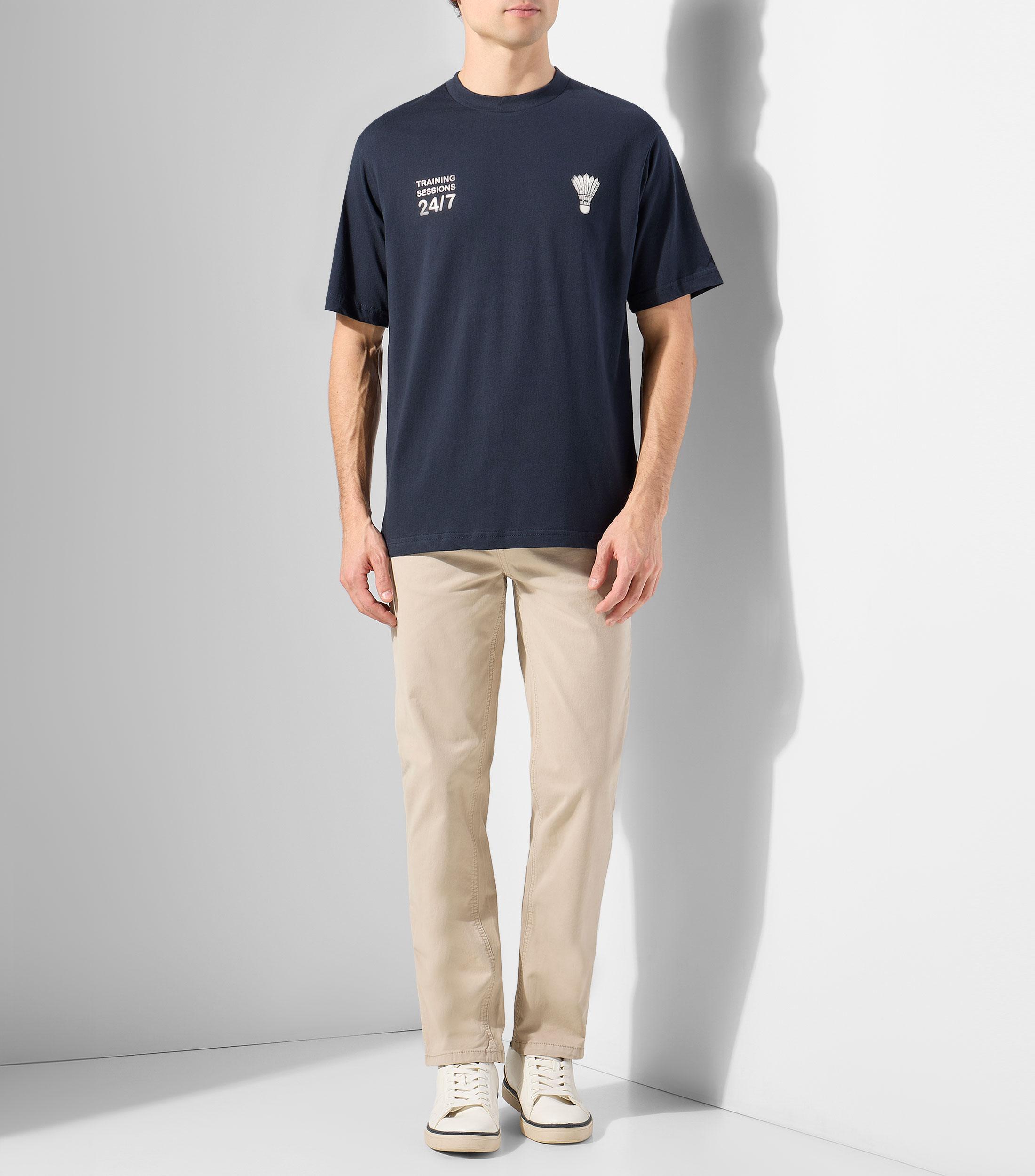 Playera de cuello redondo con manga corta estampada Hombre